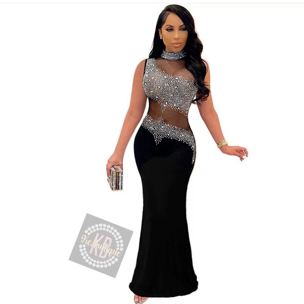 Rhinestone Bodycon Dress - Picture 2 of 4